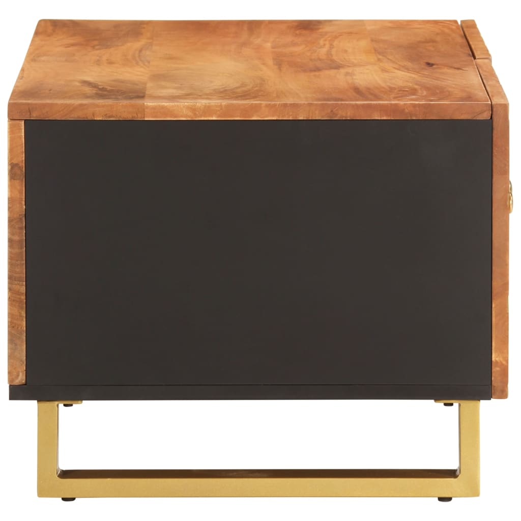 Mesa De Centro Madera Maciza De Mango Negro Marrón 80x50x40 Cm_3