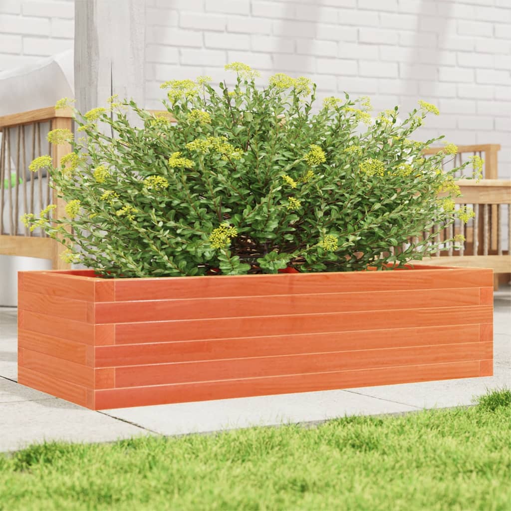 Jardinera De Madera Maciza Pino Marrón Cera 90x40x23 Cm_1