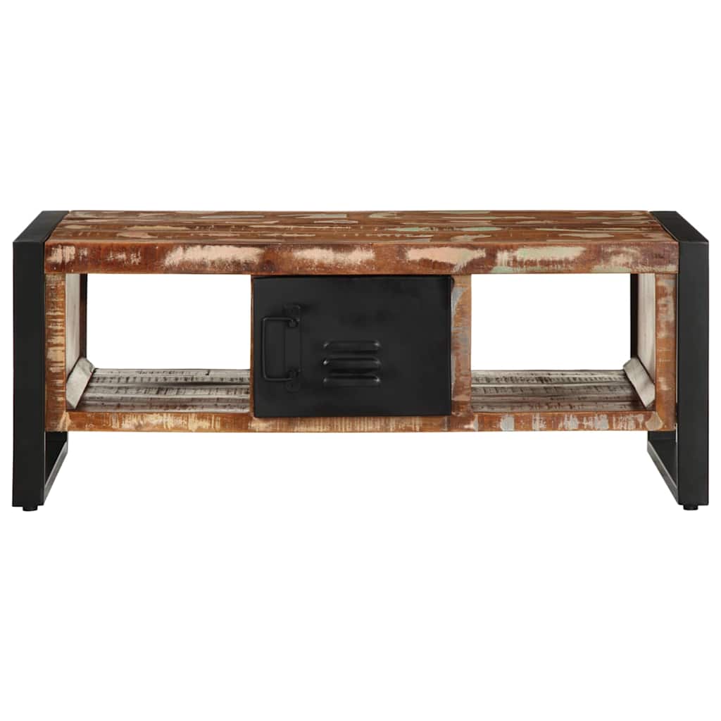 Mesa De Centro Multicolor 90x50x36 Cm Madera Maciza Reciclada_1