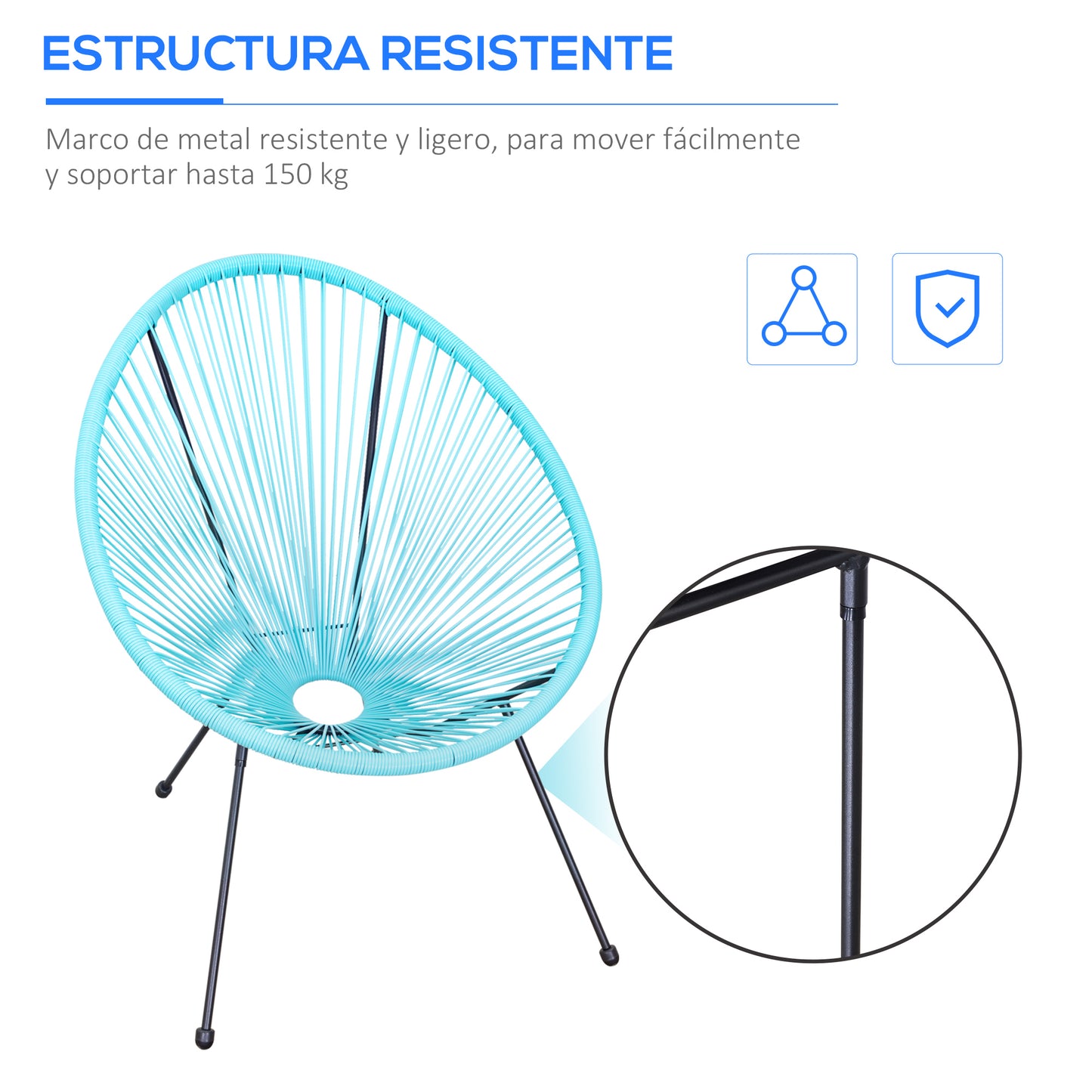Outsunny Set 2 Sillas De Jardín De Ratán Acapulco Con Respaldo Alto 73x77x87cm_5