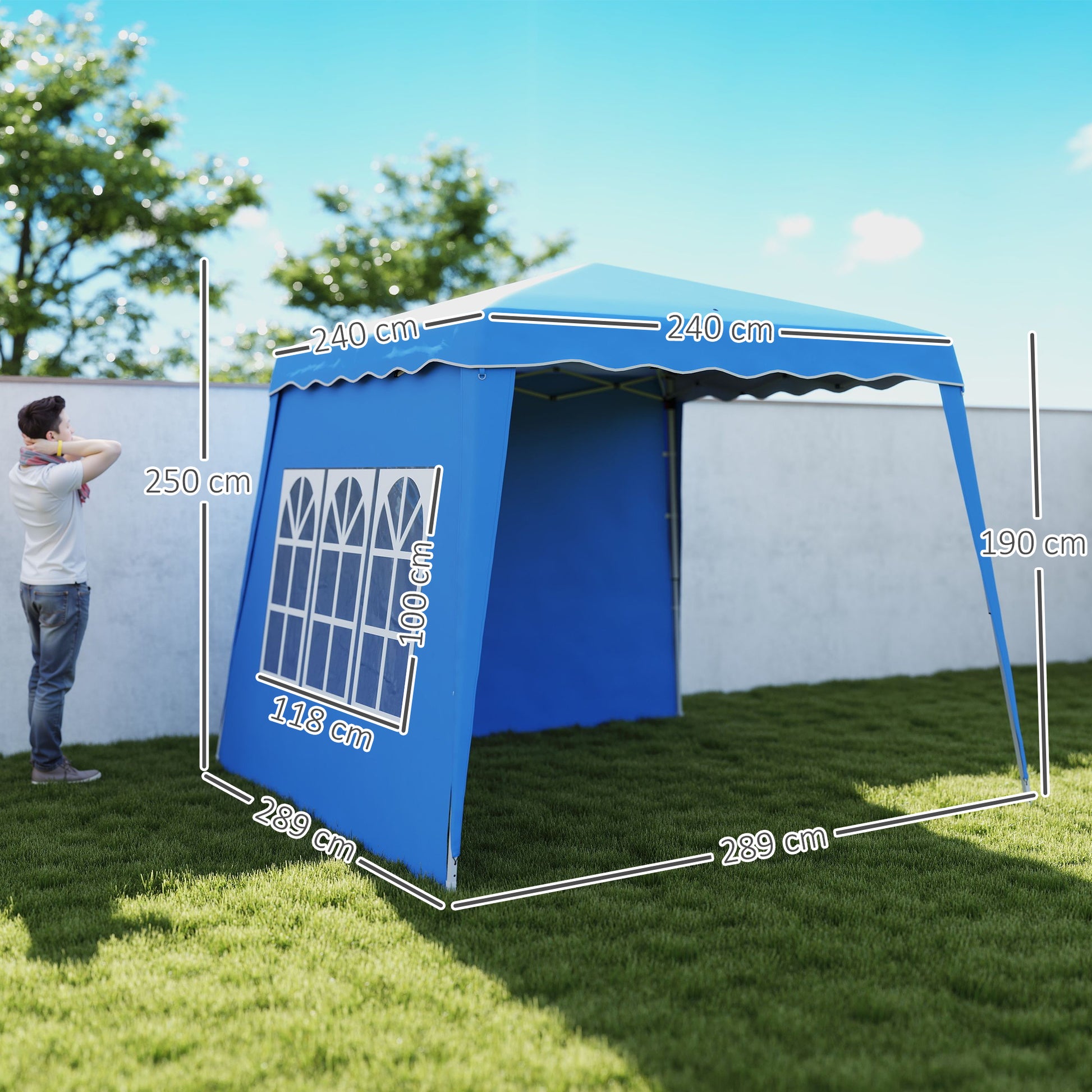 Outsunny Carpa Plegable Pop-up 2,89x2,89 M 2 Paredes Laterales Altura Ajustable_2