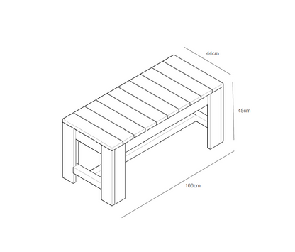 Banco De Madera 100x44x45 Cm Hortalia_1