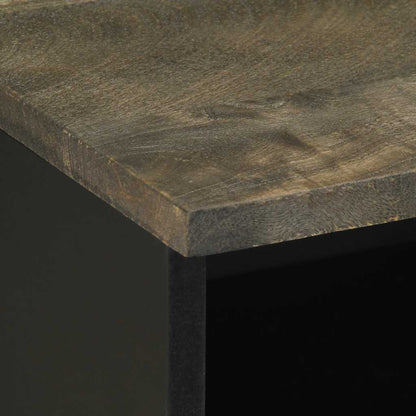 Mesita De Noche De Madera Maciza De Mango Negra 40x33x46 Cm_4