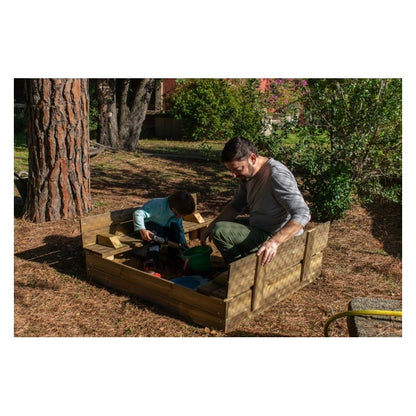 Arenero De Madera Masgames Tectum Con Cubierta De Madera Plegable.