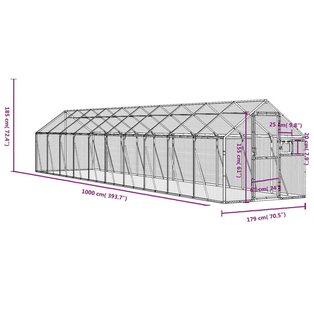 Vidaxl Pajarera De Aluminio Gris Antracita 1,79x10x1,85 M_2