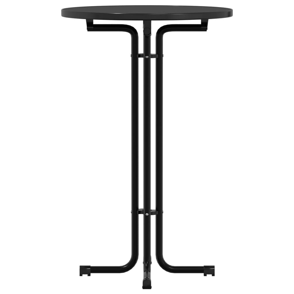 Mesa Alta De Comedor Madera Ingeniería Y Acero Negro Ø70x110 Cm_3