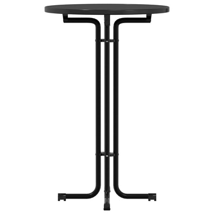 Mesa Alta De Comedor Madera Ingeniería Y Acero Negro Ø70x110 Cm_3