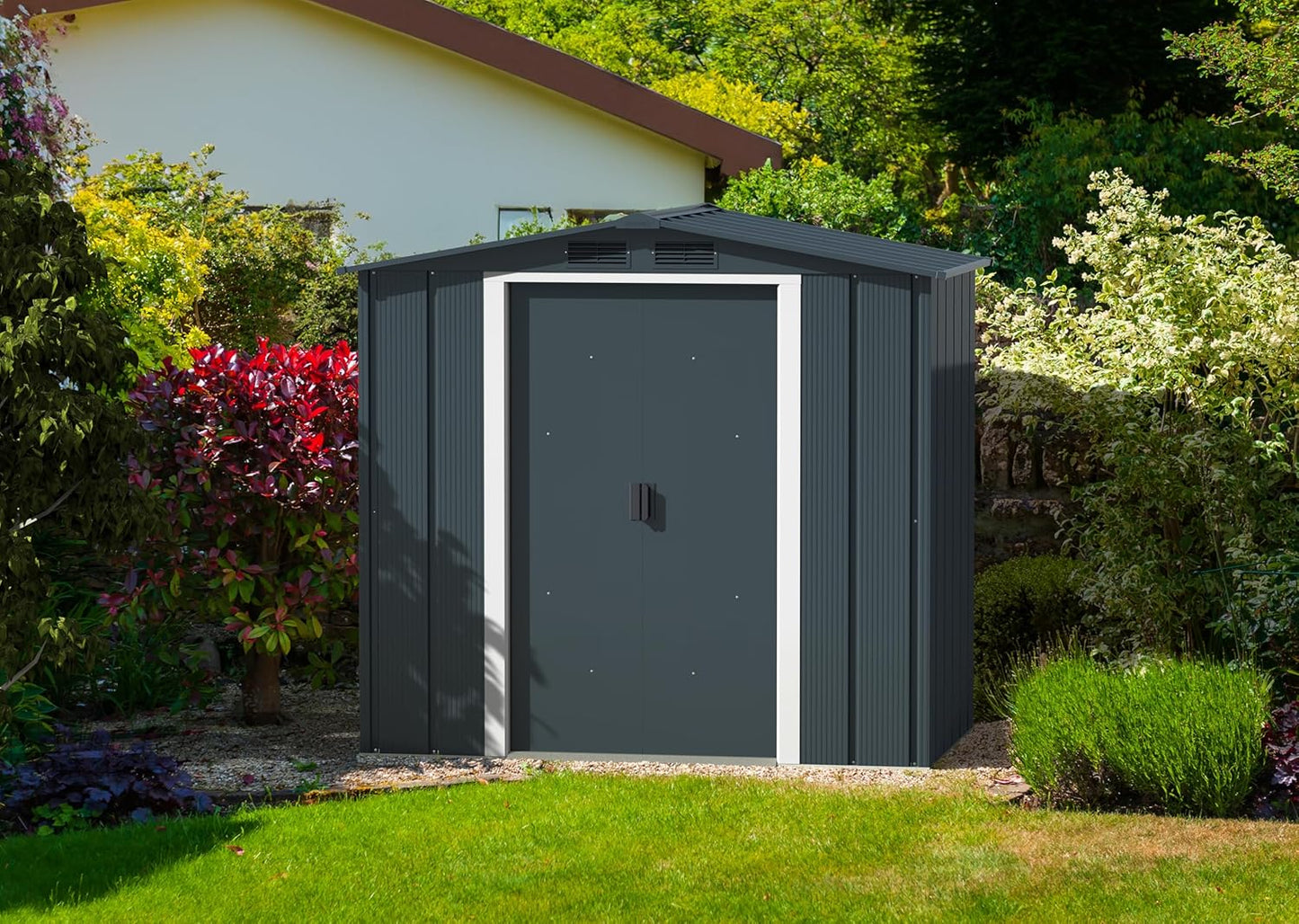 Duramax - Caseta Cobertizo Jardín - Eco Denia 6x4 - Metal - Gris Antracita_1