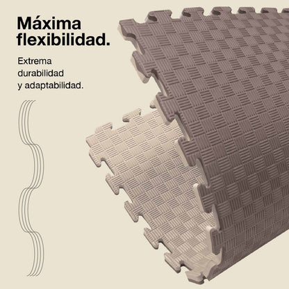 Jowy Tatami Puzzle 2cm 100x100cm, Pack 4 Unidades – Superficie 5 Líneas Gris/blanco_5