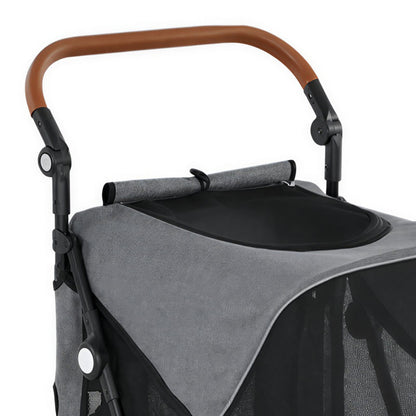 Pawhut Carrito Para Perros Plegable Con Un Botón Hasta 30 Kg Con Suspensión Gris_3