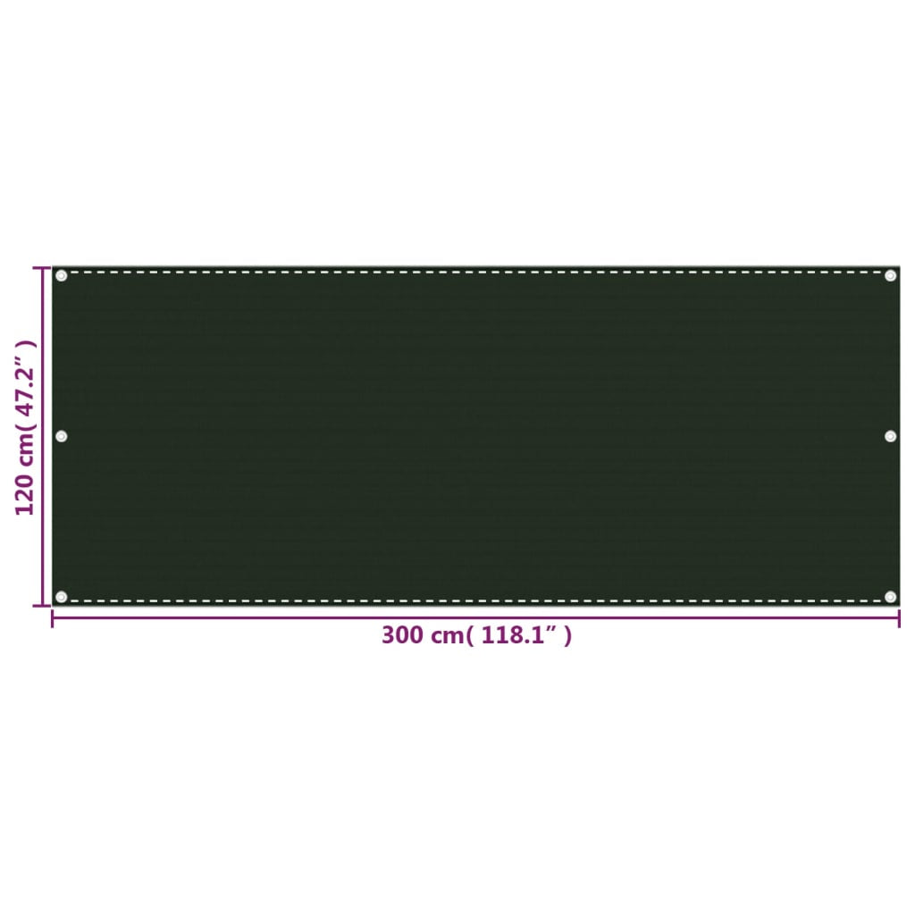 Vidaxl Toldo Para Balcón Hdpe Verde Oscuro 120x300 Cm_2