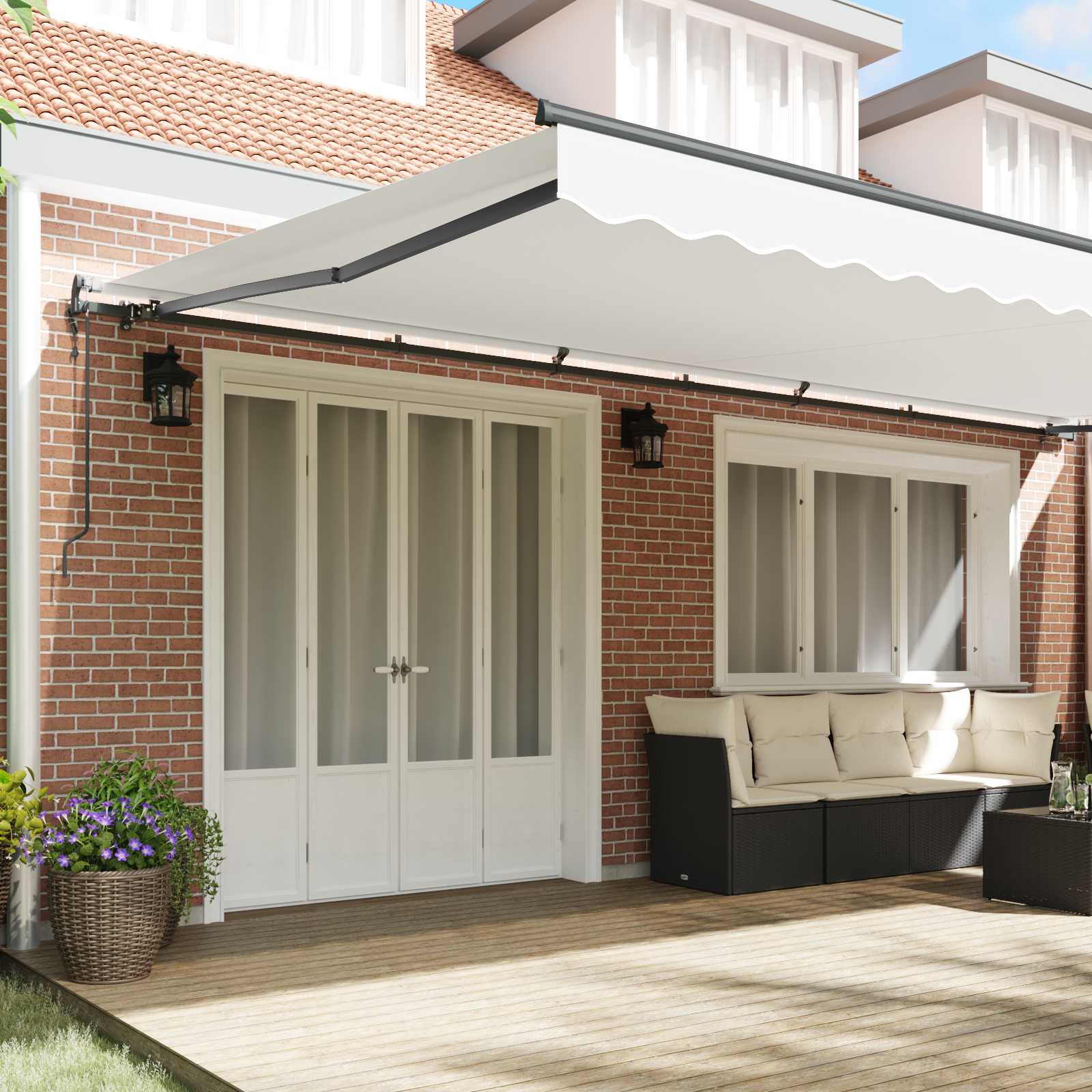 Toldo Retráctil Blanco 600 X 300 Cm Tela Y Aluminio_2