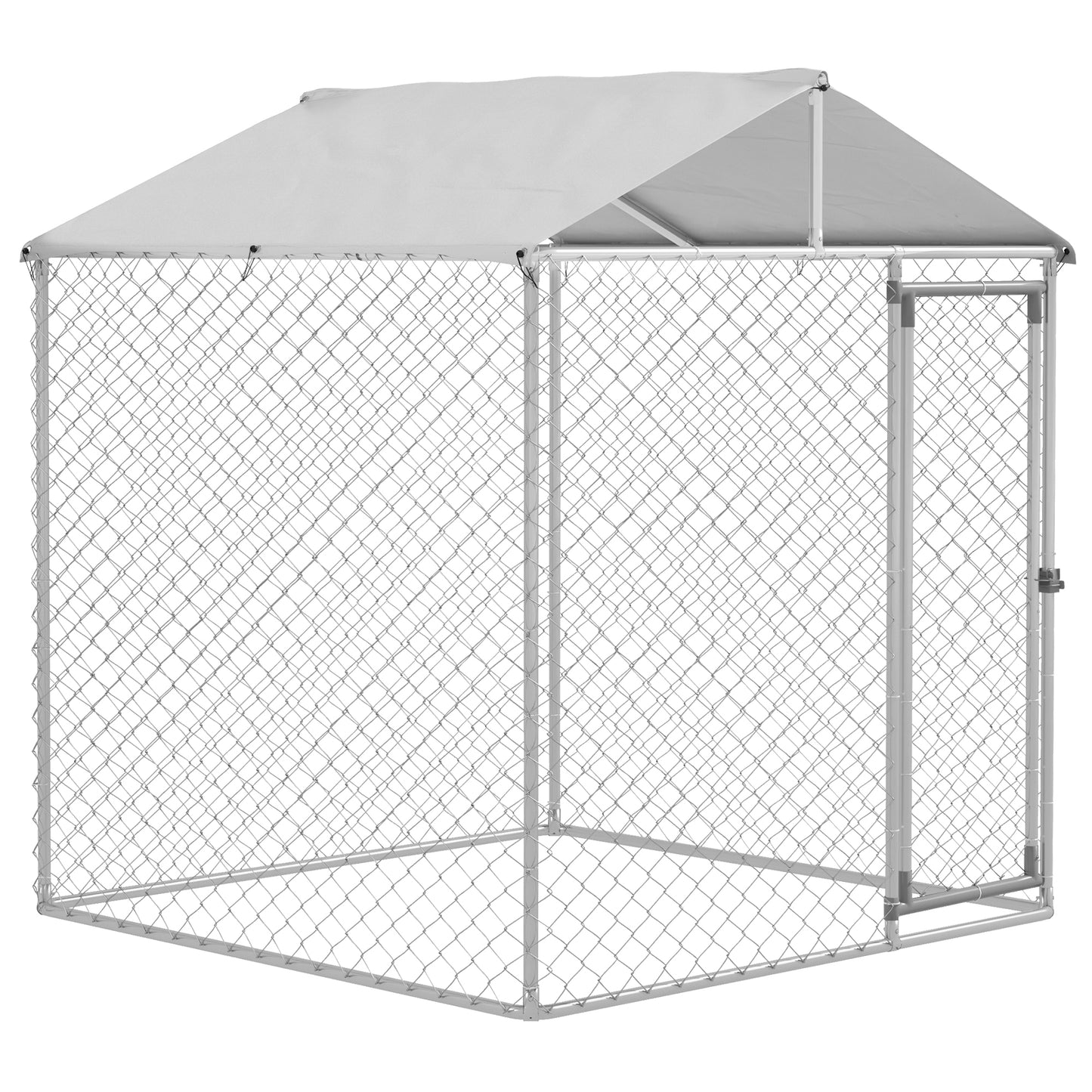 Pawhut Perrera De Acero Con Toldo Impermeable Y Anti-uv 200x200x237 Cm Plata_0