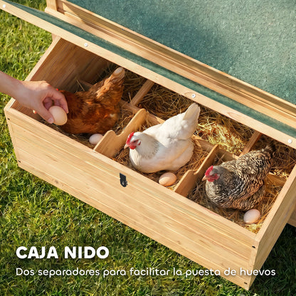 Pawhut Gallinero De Madera Para Exterior Con 2 Nidos 150x100x96,5 Cm Amarillo_5