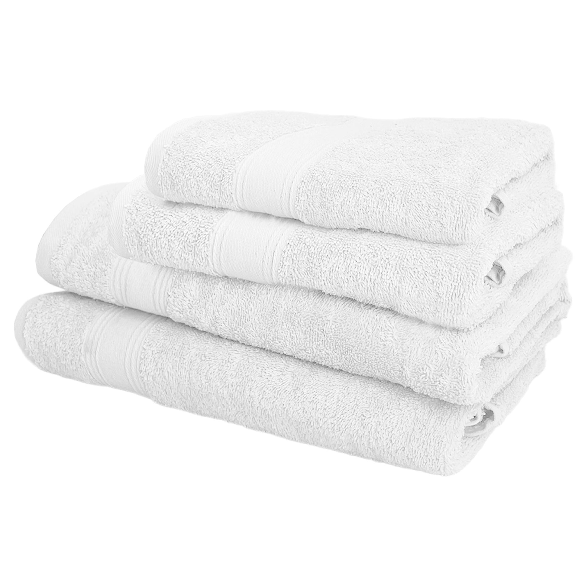 Juego De 4 Toallas De Baño: 2 Toallas De Lavabo 50x90; 2 Toallas De Ducha 70x140cm 450 Gr/m2 100% Algodón Blanco_0