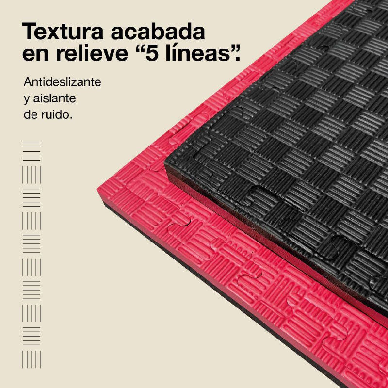 Tatami Puzzle 2,5cm 100x100cm – Alta Densidad Negro/rojo Jowy_3