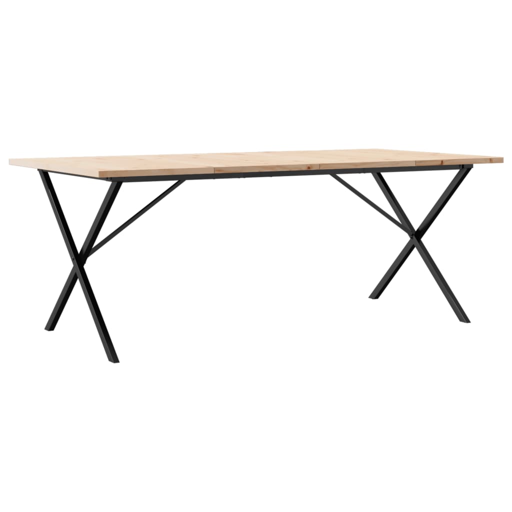 Mesa De Comedor Marco X Madera Maciza Pino Acero 200x100x75,5cm_4