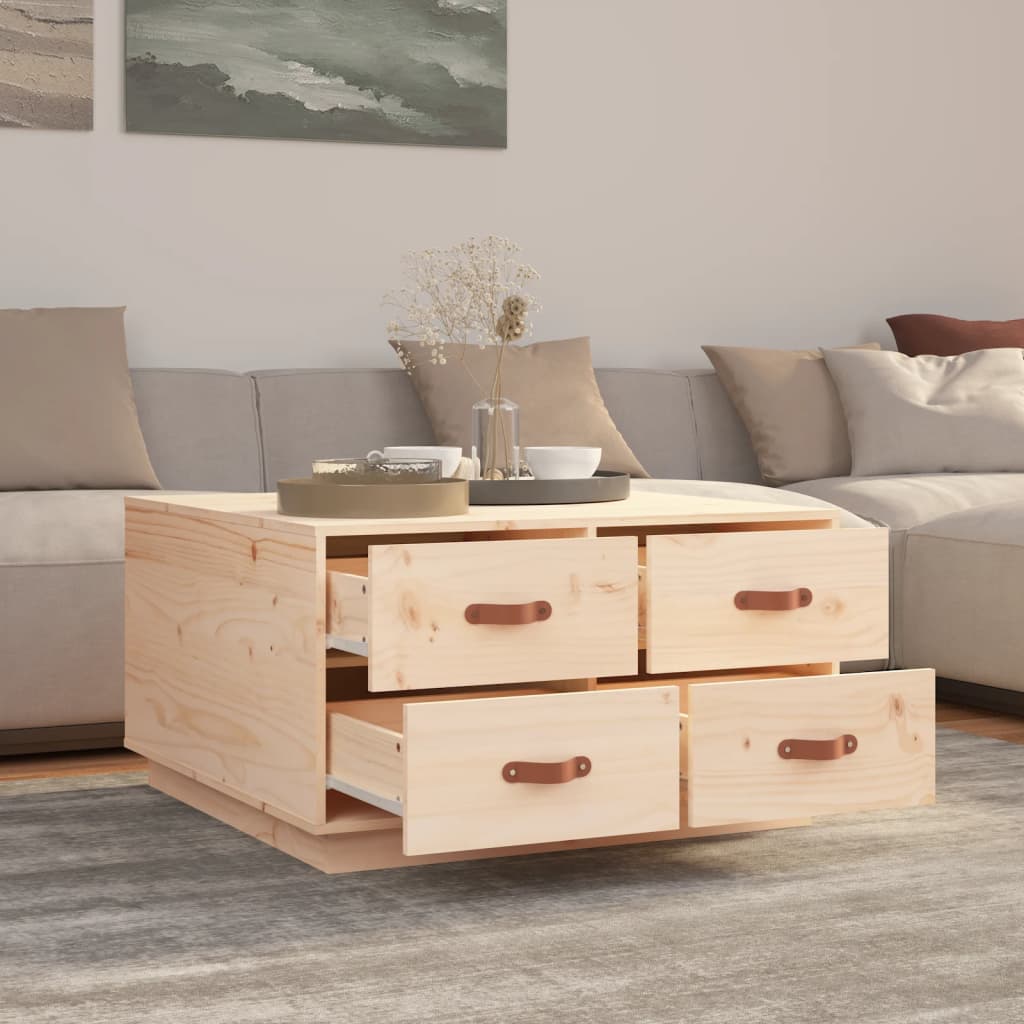 Mesa De Centro De Madera Maciza De Pino 80x80x45 Cm_2