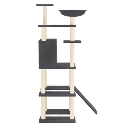Vidaxl Rascador Para Gatos Con Postes De Sisal Gris Oscuro 166 Cm_3
