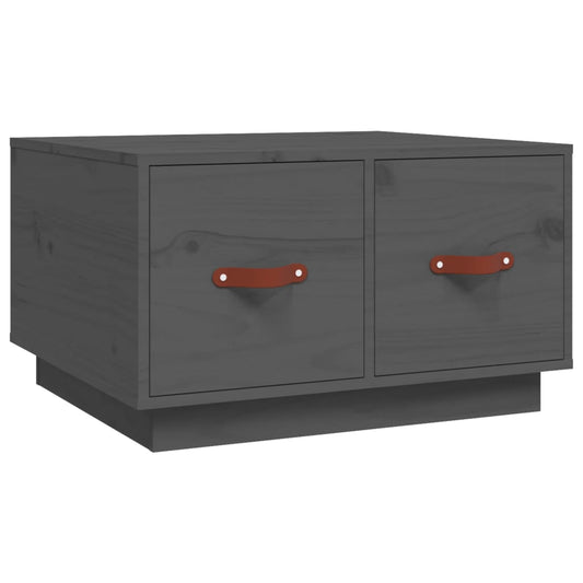 Mesa De Centro De Madera Maciza De Pino Gris 60x53x35 Cm_0