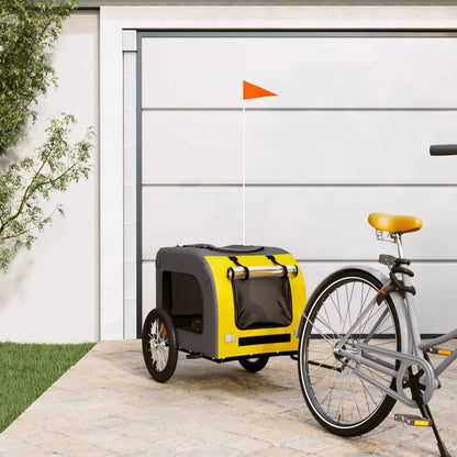 Vidaxl Remolque De Bicicleta Mascotas Hierro Tela Oxford Amarillo Gris_1