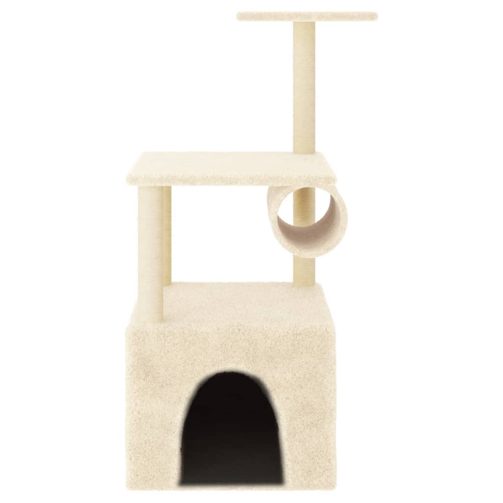 Rascador Para Gatos Con Postes De Sisal Color Crema 109,5 Cm_2