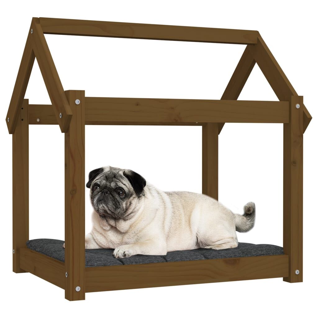 Vidaxl Cama Para Perros Madera Maciza Pino Marrón Miel 71x55x70 Cm_3