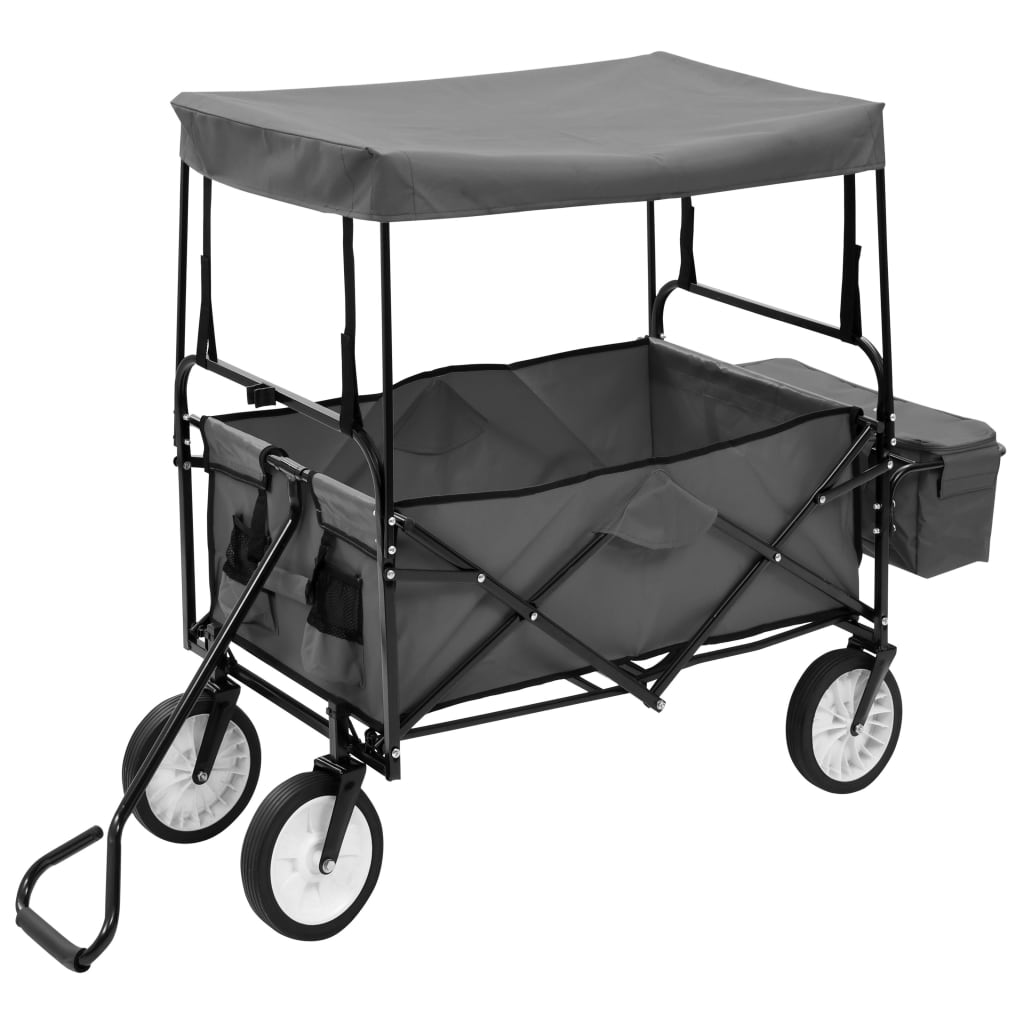 Carrito De Mano Plegable Con Capota Acero Gris_0