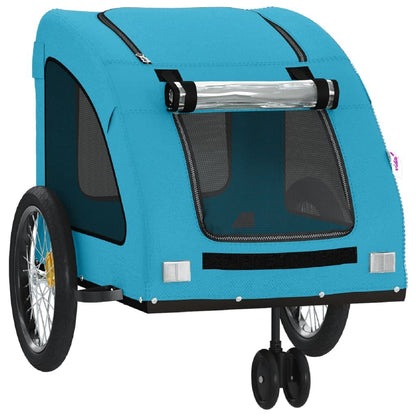 Vidaxl Remolque De Bicicleta Mascotas Hierro Tela Oxford Azul_4