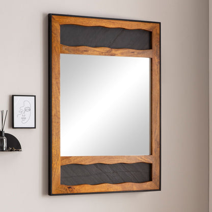 Espejo Pasillo Madera Maciza De Mango / Aspecto De Piedra 72x102x3 Cm_1
