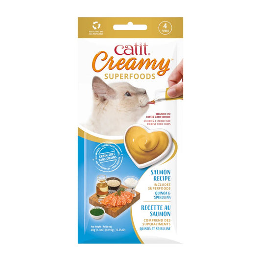 Snack con superalimentos para gatos de salmón, quinoa y espirulina Creamy Superfood 4 x 10 g Catit