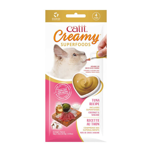 Snack con superalimentos para gatos de atún, coco y wakame Creamy Superfood 4 x 10 g Catit