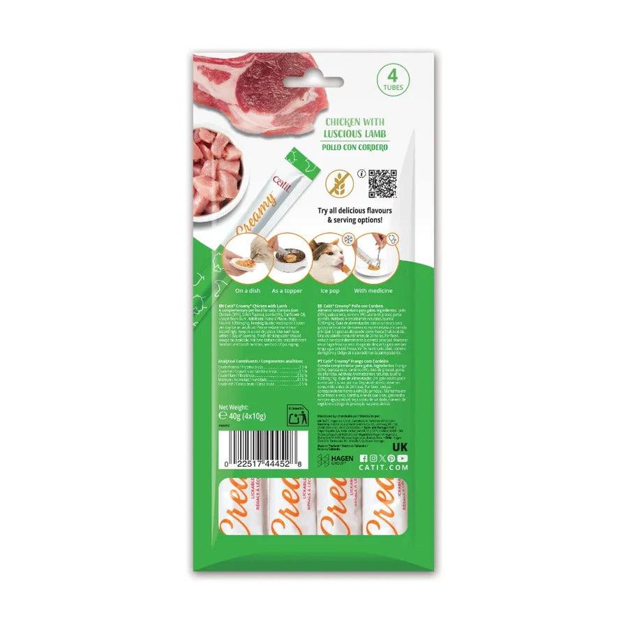 Snack líquido para gatos sabor pollo y cordero Creamy 4 x 10 g Catit