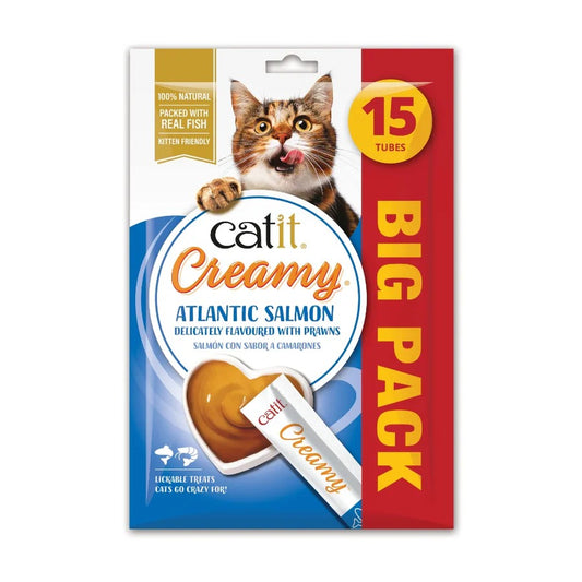Snack líquido para gatos sabor salmón y gambas Creamy 15 x 10 g Catit