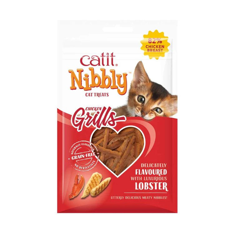 Snack para gatos sabor pollo y langosta Nibbly Grills 30 g Catit