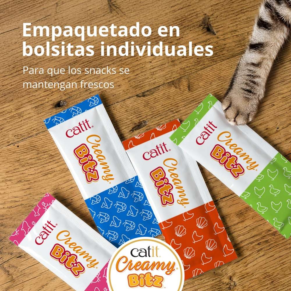 Snack cremoso para gatos Creamy Bitz salmón con gambas 4 x 12 g Catit