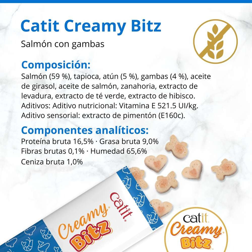 Snack cremoso para gatos Creamy Bitz salmón con gambas 4 x 12 g Catit