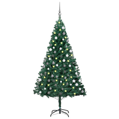 Vidaxl Árbol De Navidad Preiluminado Con Luces Y Bolas Verde 120 Cm_0