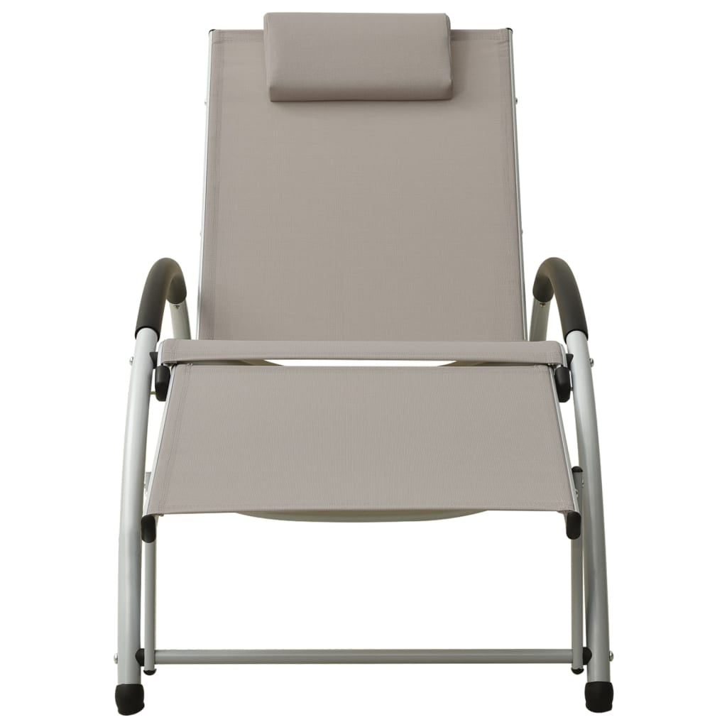 Vidaxl Tumbona Con Cojín De Textilene Gris Taupe_1
