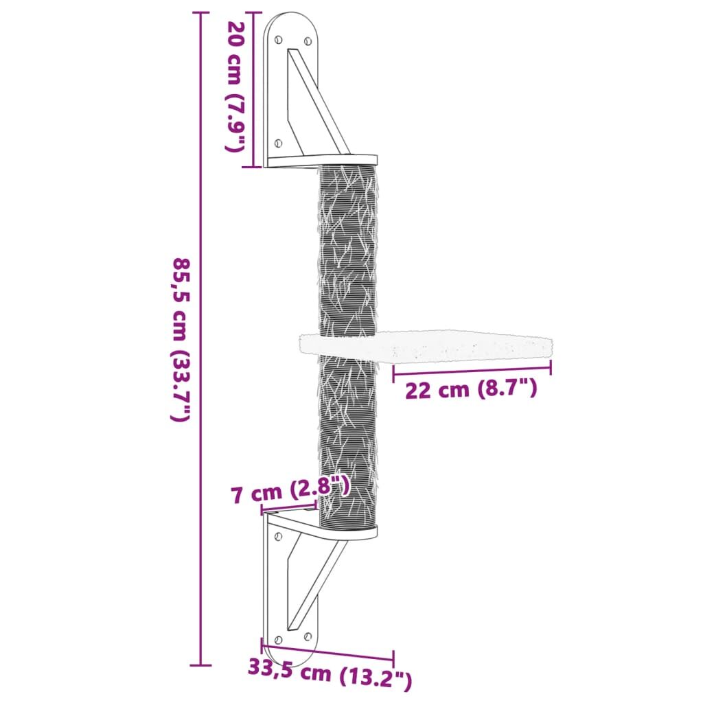 Vidaxl Árbol Rascador Para Gatos De Pared Gris Claro 85,5 Cm_2