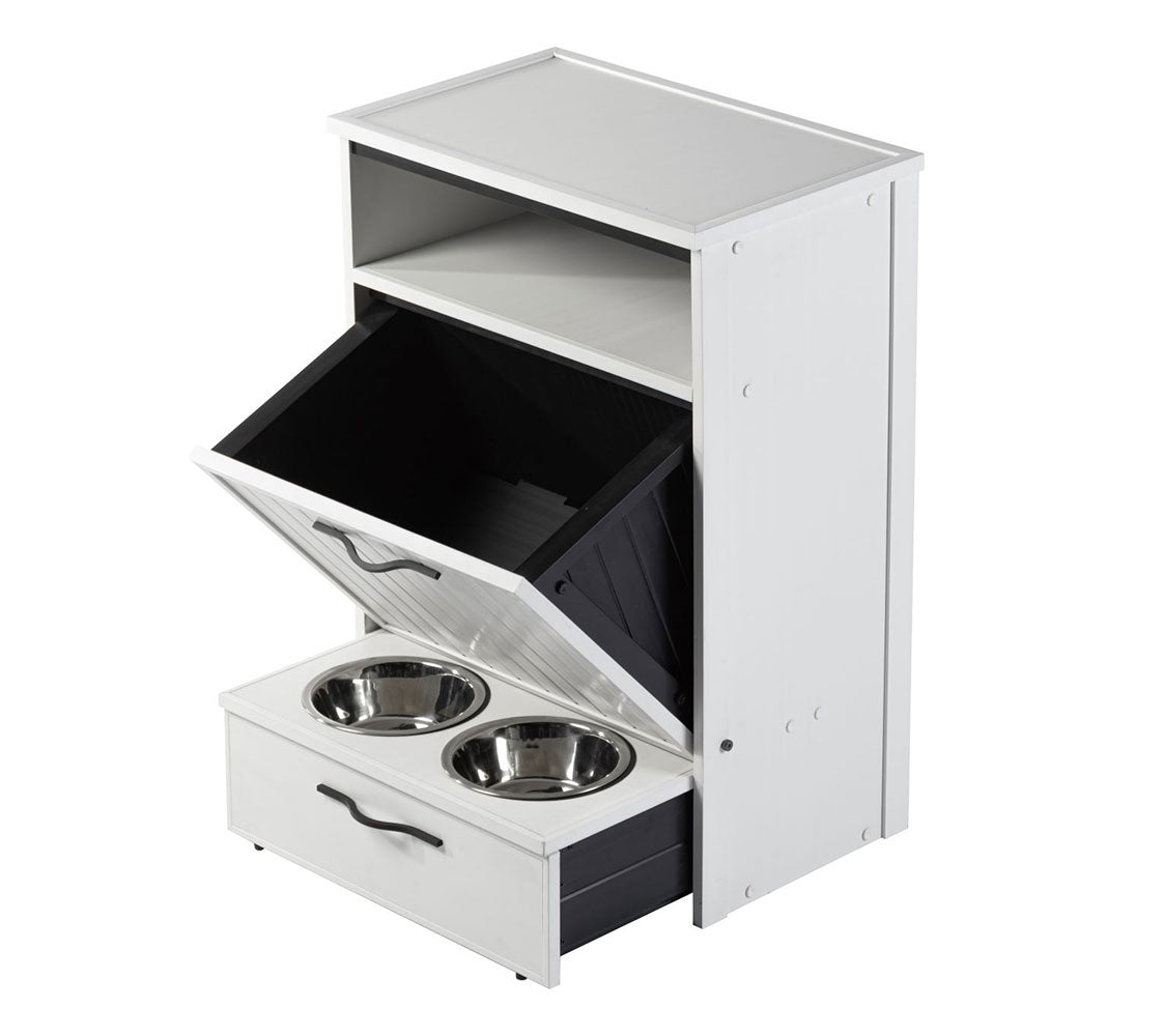 Armario Comedero Para Mascotas Luisiana - Dos Cuencos De Acero Inoxidable Accesibles Para Perros Y Gatos - 36,4x58,4x83,2cm (blanco)_4