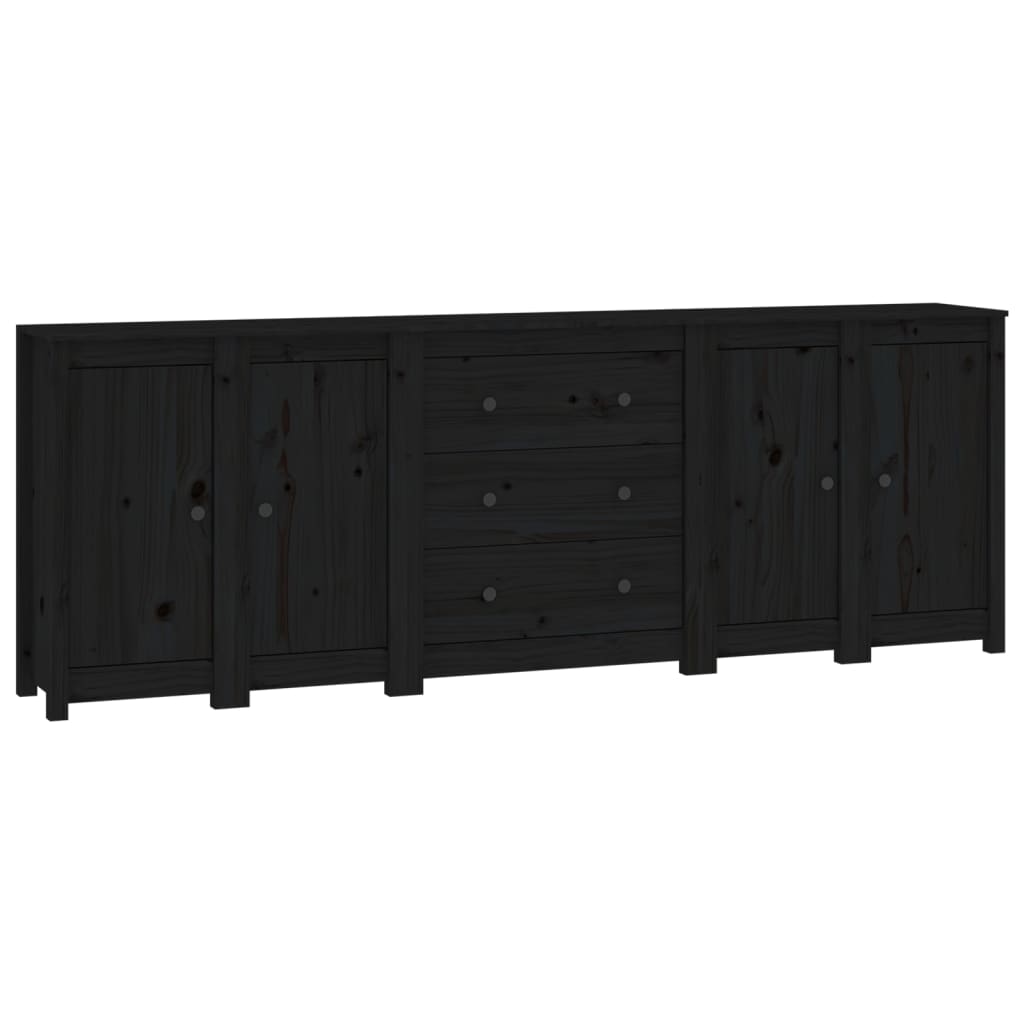 Aparador De Madera Maciza De Pino Negro 230 X 35 X 80 Cm_1