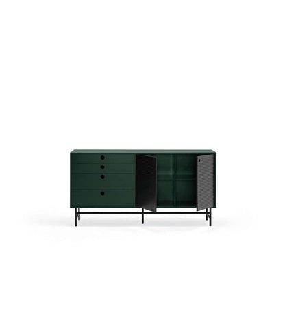 Mueble Aparador Para Comedor Modelo Punto 2 Puertas 4 Cajones Acabado Verde/negro, 47cm(an_3