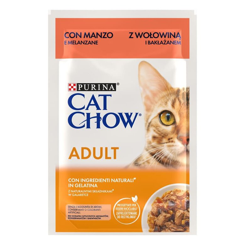 CAT CHOW Adulto Buey y Berenjena en Gelatina 85 g