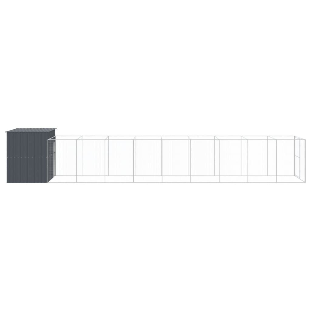 Vidaxl Caseta Perros Con Corral Acero Galvanizado Gris 214x1069x181 Cm_3
