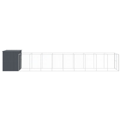 Vidaxl Caseta Perros Con Corral Acero Galvanizado Gris 214x1069x181 Cm_3