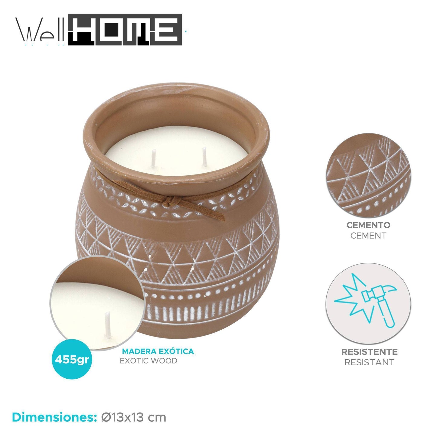 Well Home - Pack 6 Velas Aromática Envase De Cemento