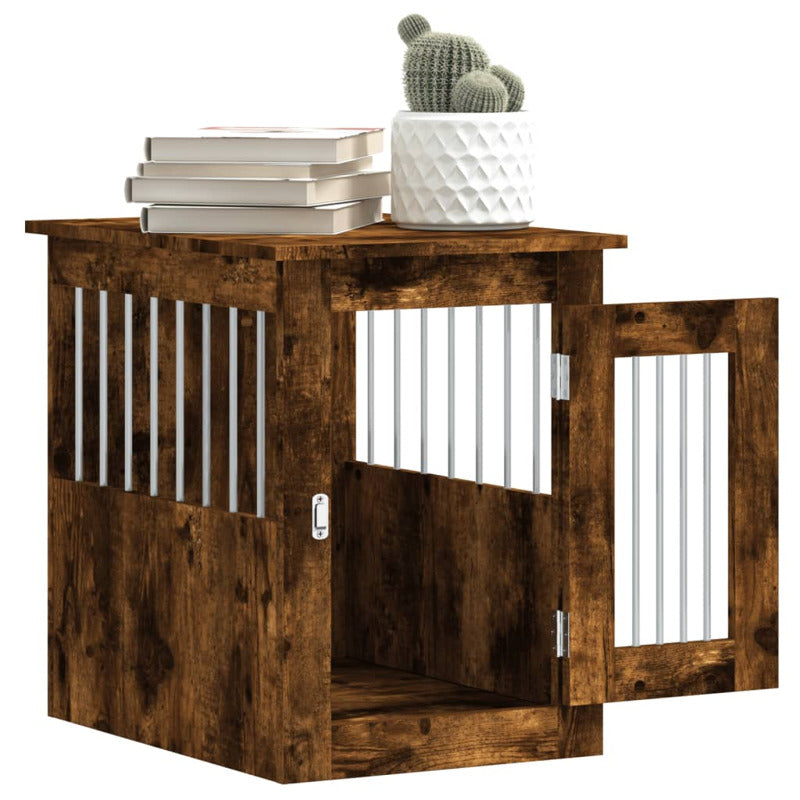 Jaula Para Perros En Mueble Estilo Roble Ahumado 45x62x59 Cm Material De Madera_4