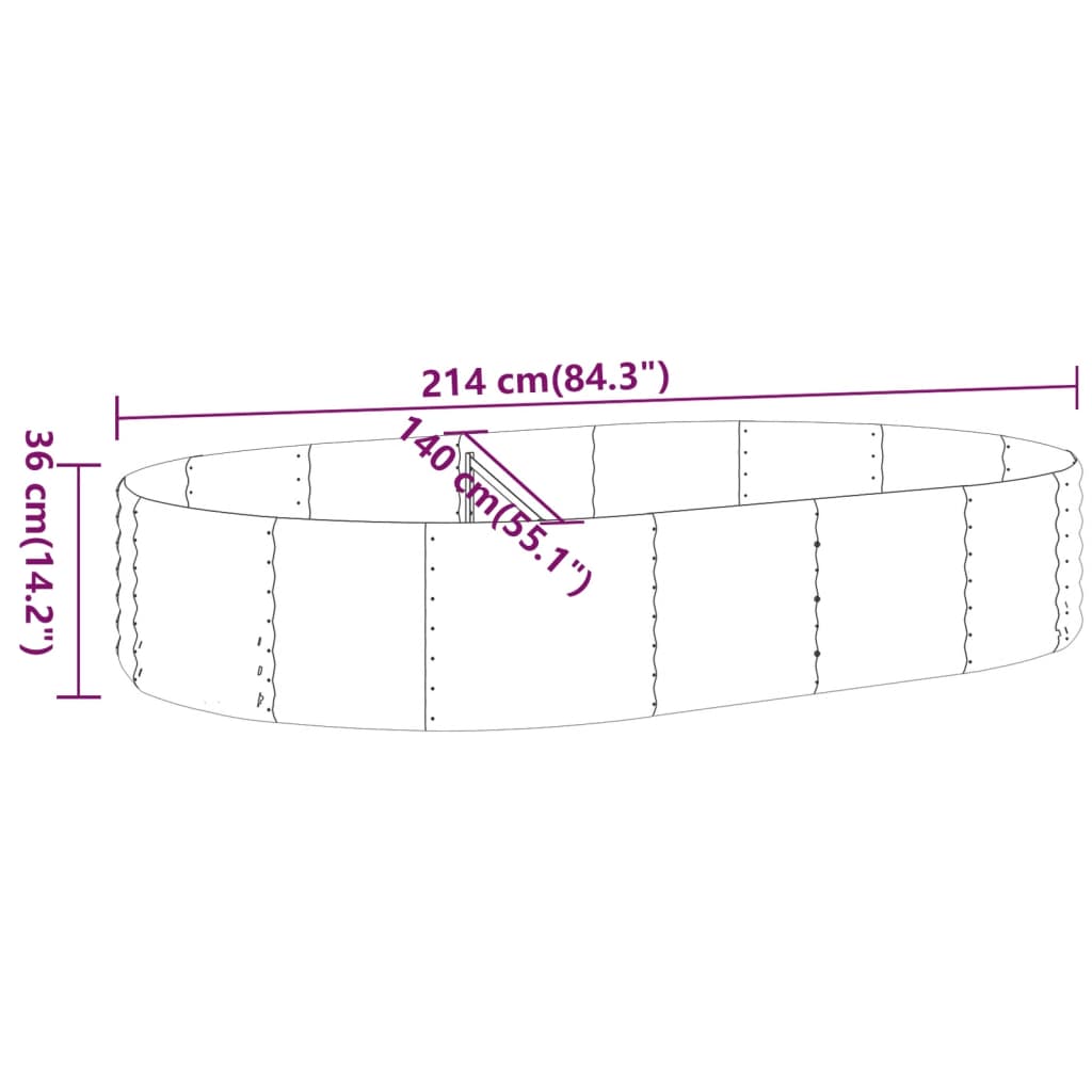 Jardinera Arriate Acero Galvanizado Gris 214x140x36 Cm_5