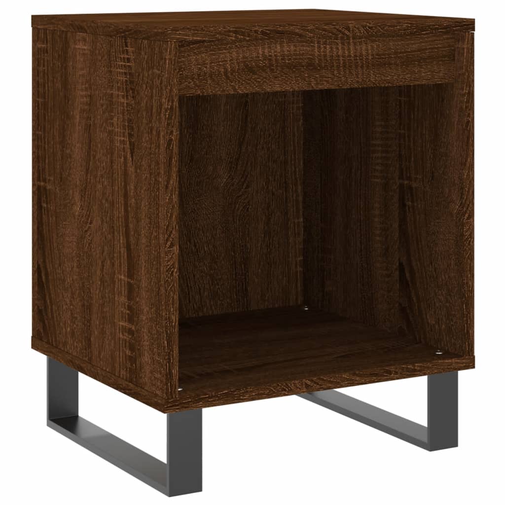 Mesita De Noche Madera De Ingeniería Marrón Roble 40x35x50 Cm_0